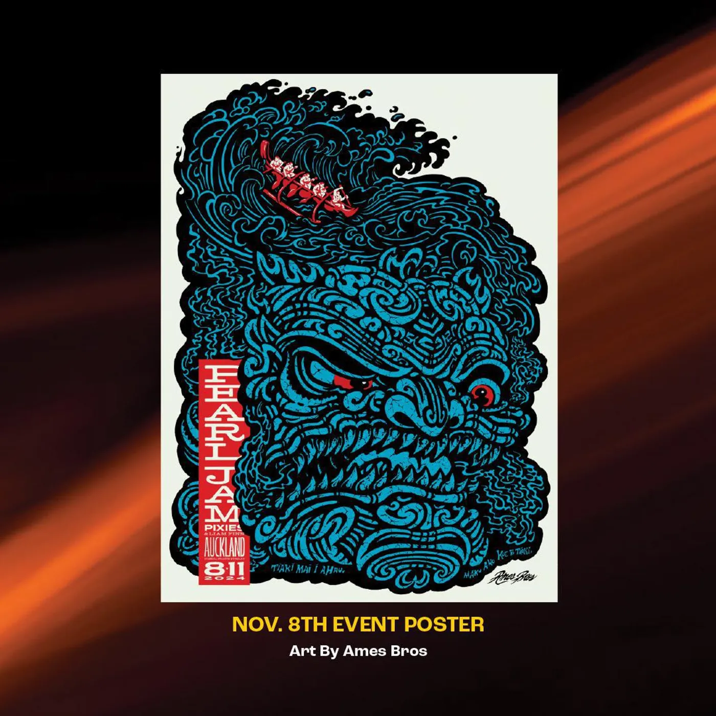 2024 Pearl Jam Auckland 11/8 Event Poster - Ames Bros