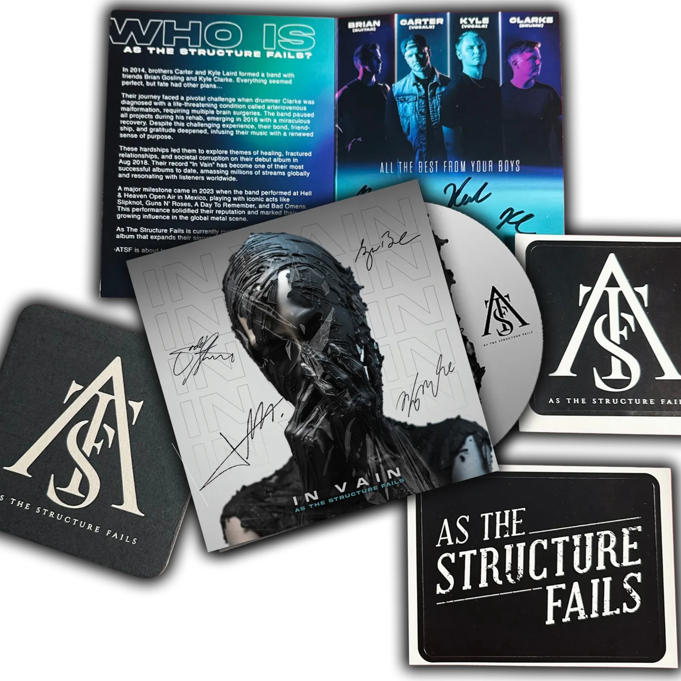 As The Structure Fails "In Vain" 💿 Signed Merch Pack CD