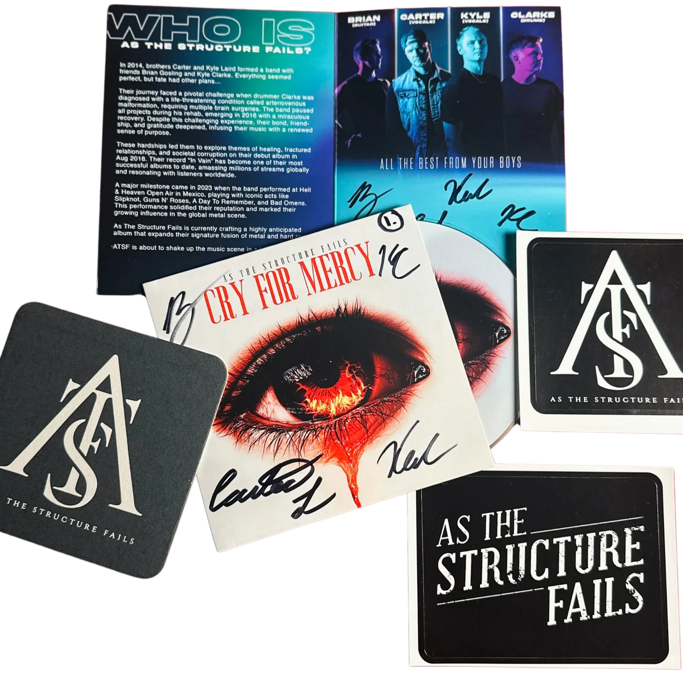 As The Structure Fails "Cry for Mercy" 💿 Signed Merch Pack + Digital Download