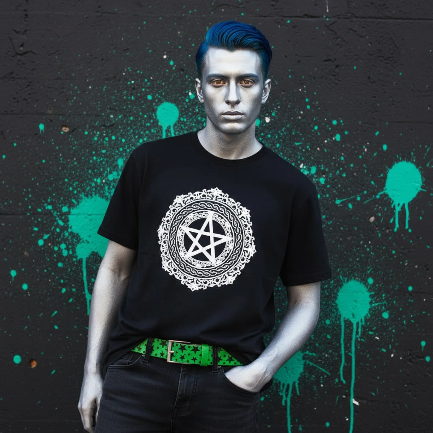 House of Hate Black Pentagram T w/ White Print