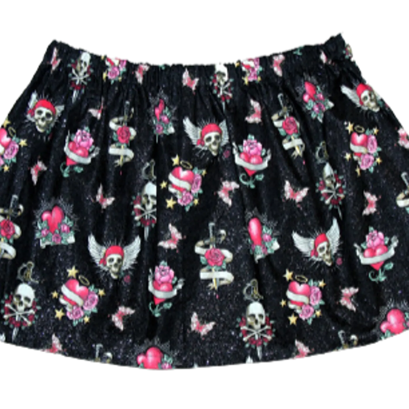 House of Hate "Glitter Skulls" A-Line Skirt