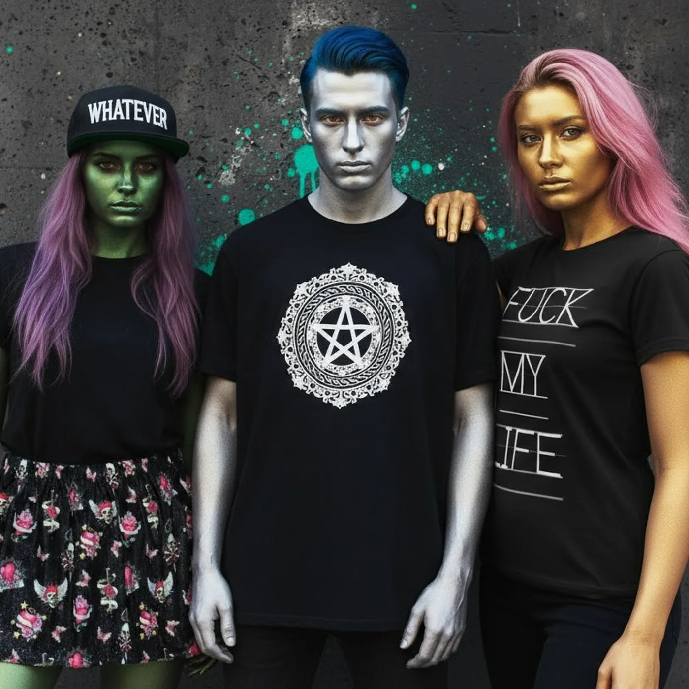 House of Hate "Glitter Skulls" A-Line Skirt