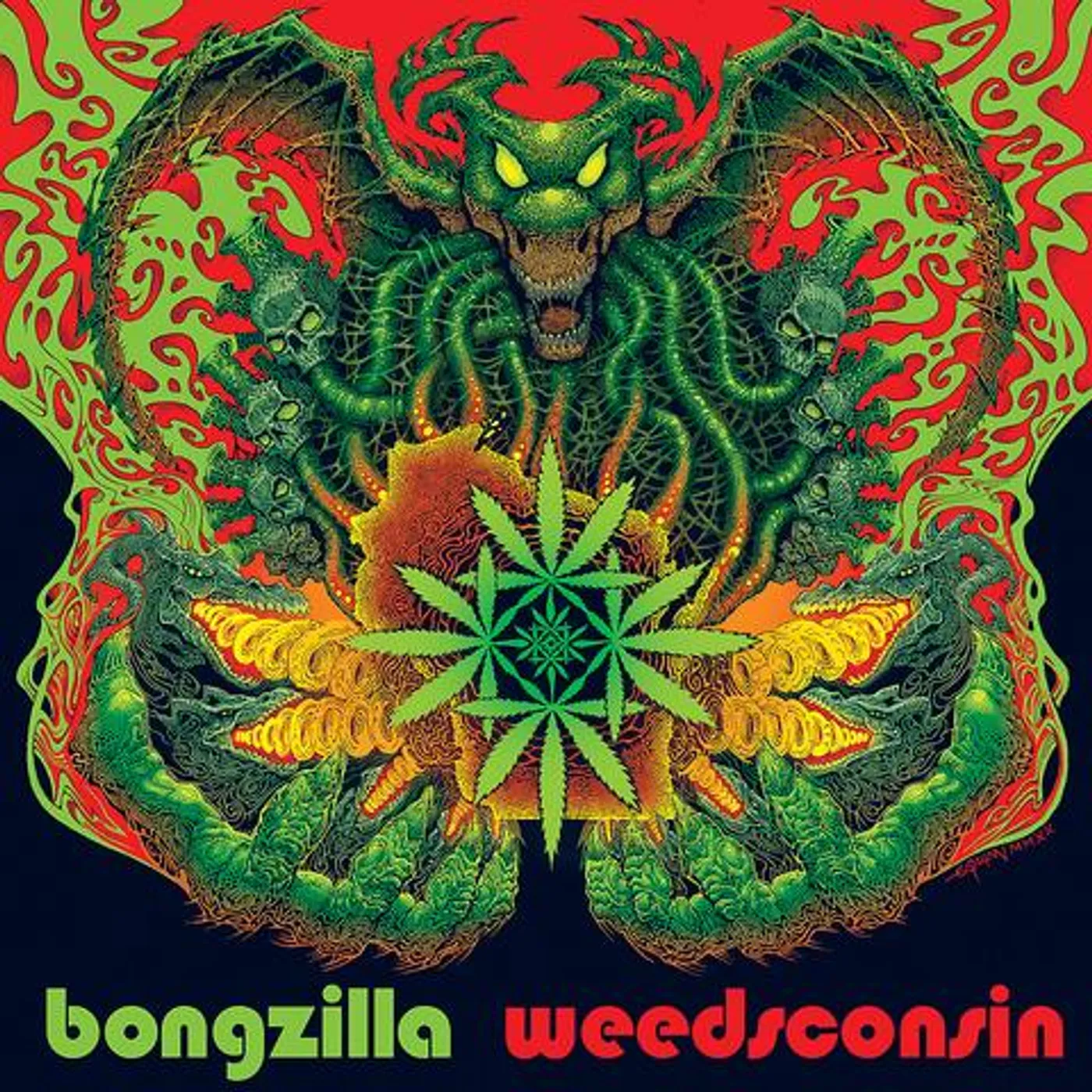 Bongzilla WEEDSCONSIN (HALF-HALF NEON YELLOW/NEON GREEN VINYL) Vinyl Record