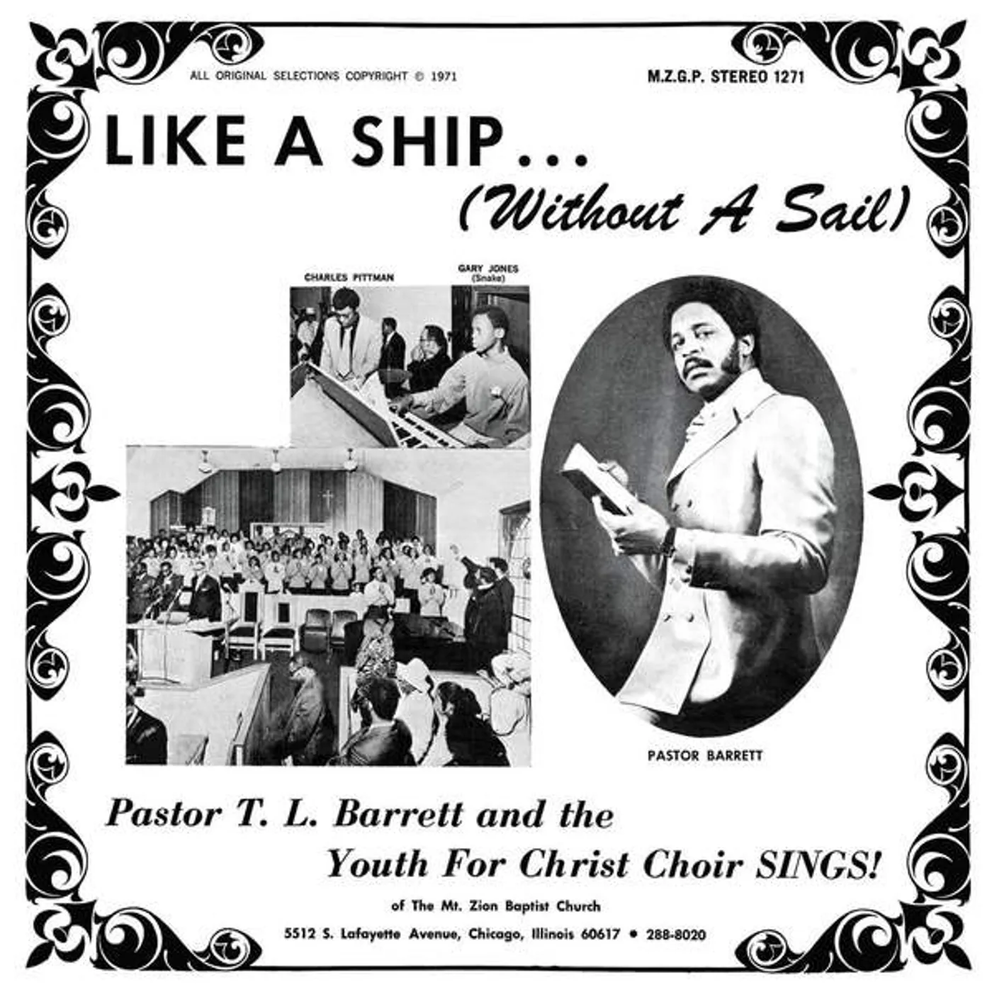 Pastor T.L. Barrett and the Youth for Christ Choir LIKE A SHIP (WITHOUT A SAIL) (CLEAR & BLACK SPLATTER VINYL) Vinyl Record