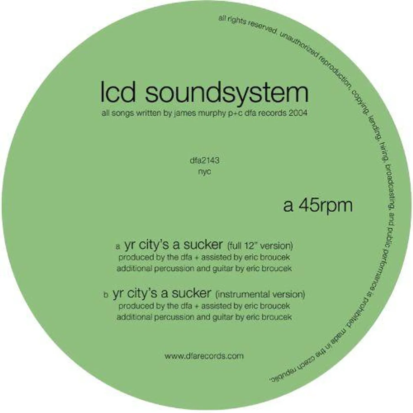 LCD Soundsystem YR City's A Sucker Vinyl Record