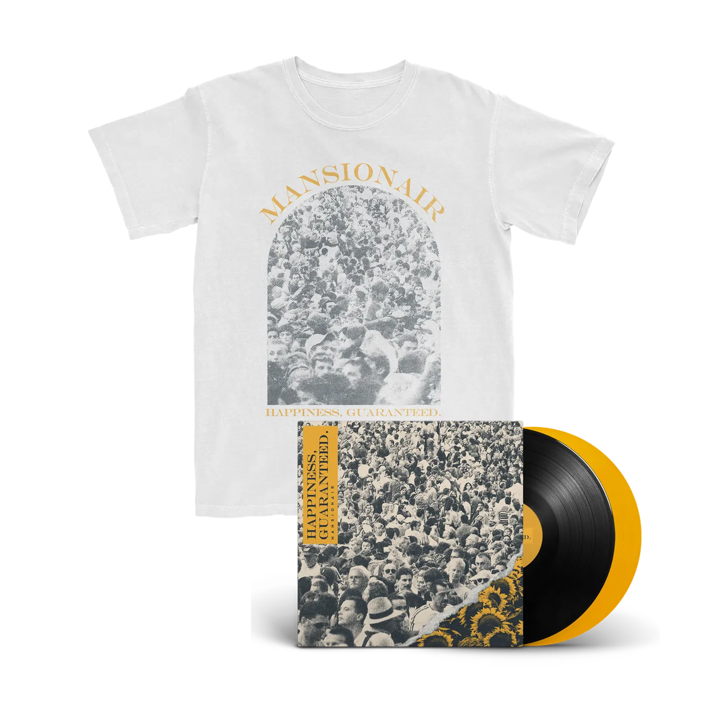 Mansionair | 'Happiness, Guaranteed' T-Shirt + Vinyl Bundle