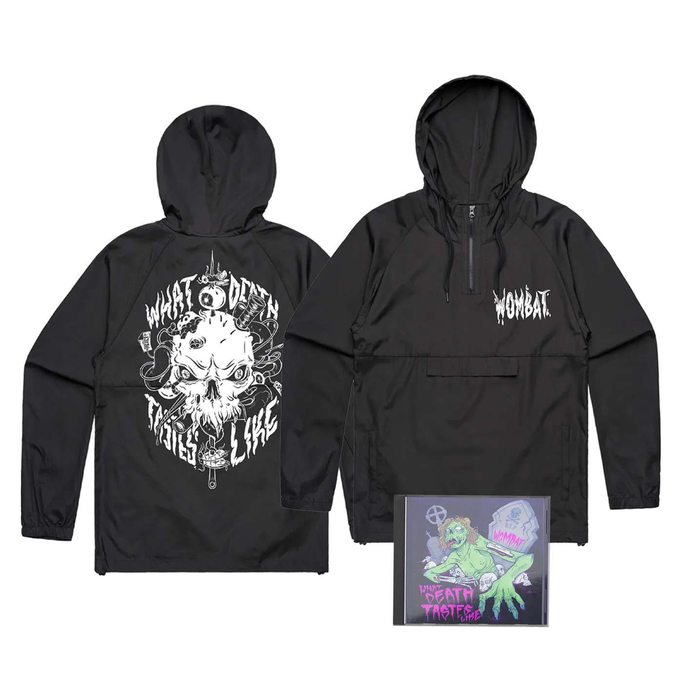 Wombat - What Death Tastes Like CD + Windbreaker Bundle