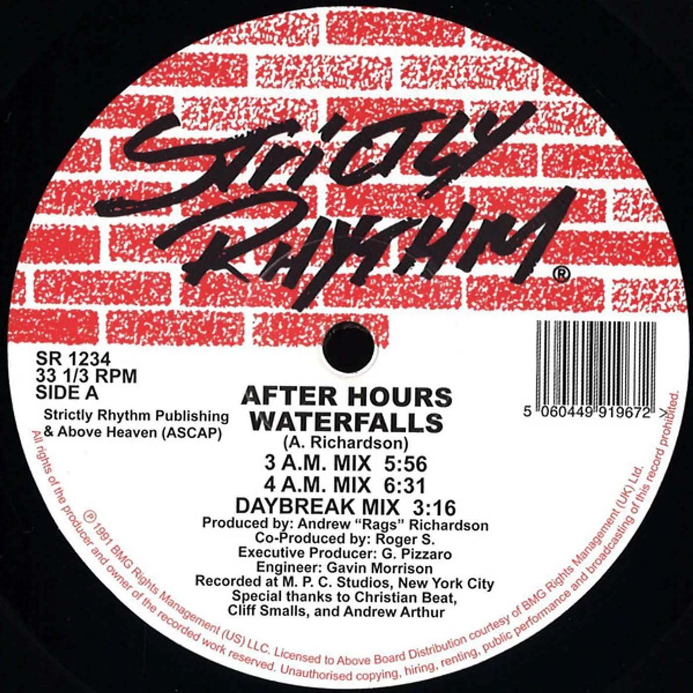 After Hours WATERFALLS Vinyl Record