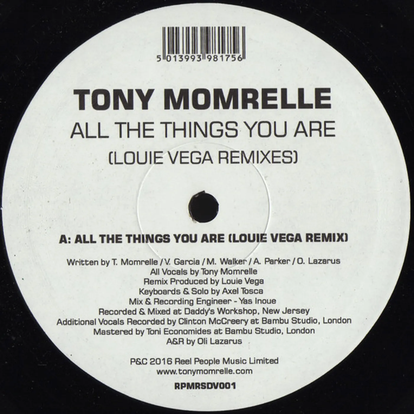 Tony Momrelle ALL THE THINGS YOU ARE (LOUIE VEGA REMIX) Vinyl Record