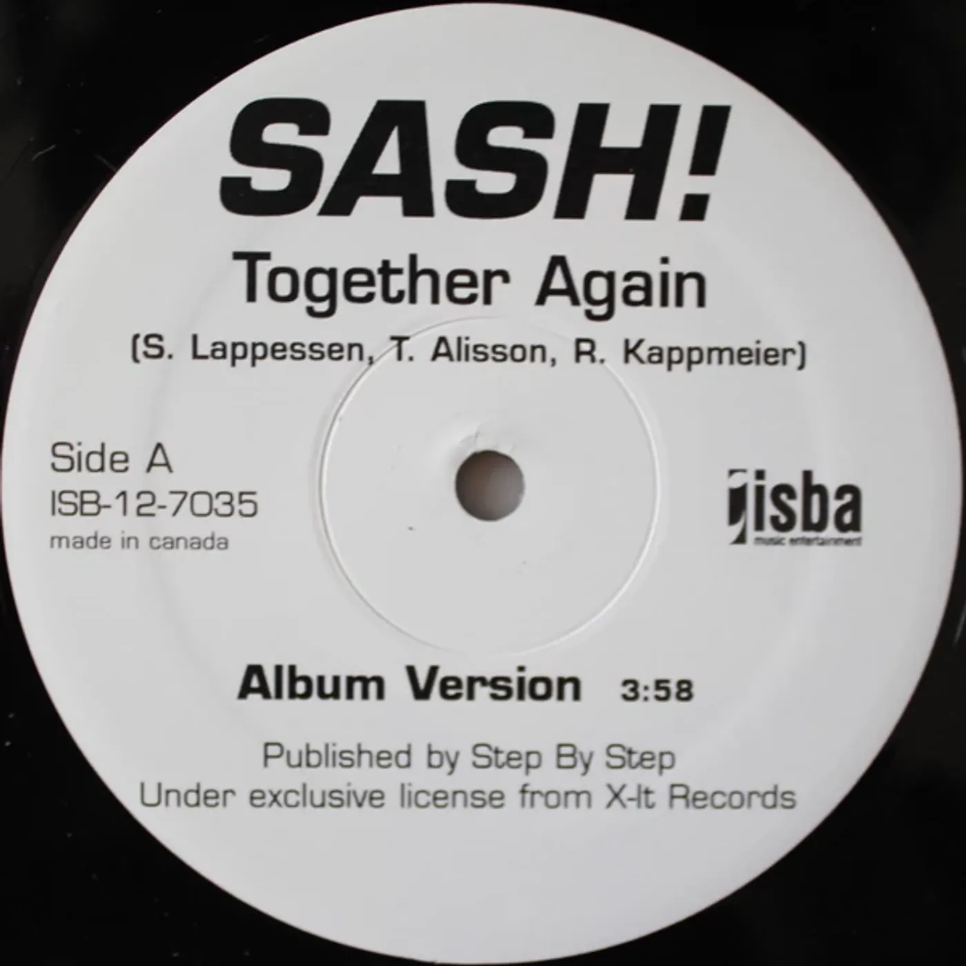 Sash! TOGETHER AGAIN Vinyl Record