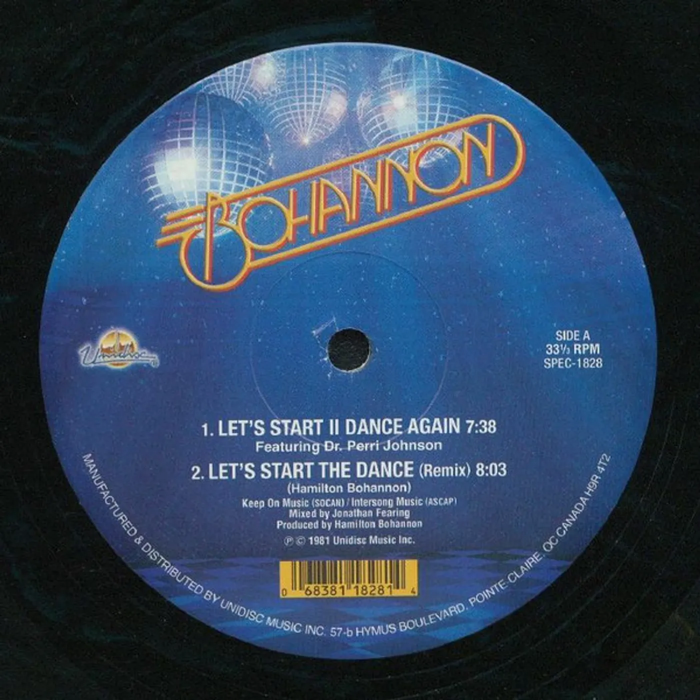 Bohannon LET'S START II DANCE AGAIN Vinyl Record
