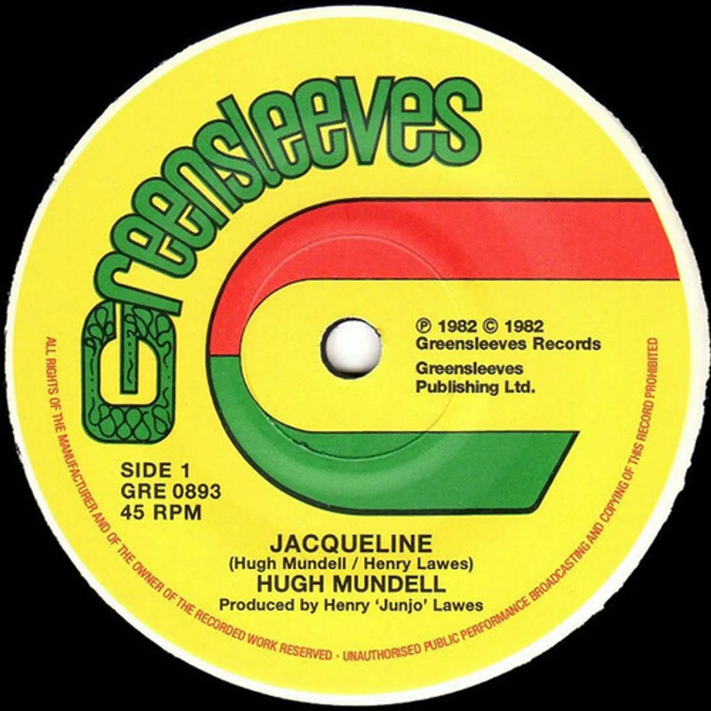 Hugh Mundell Jacqueline Vinyl Record