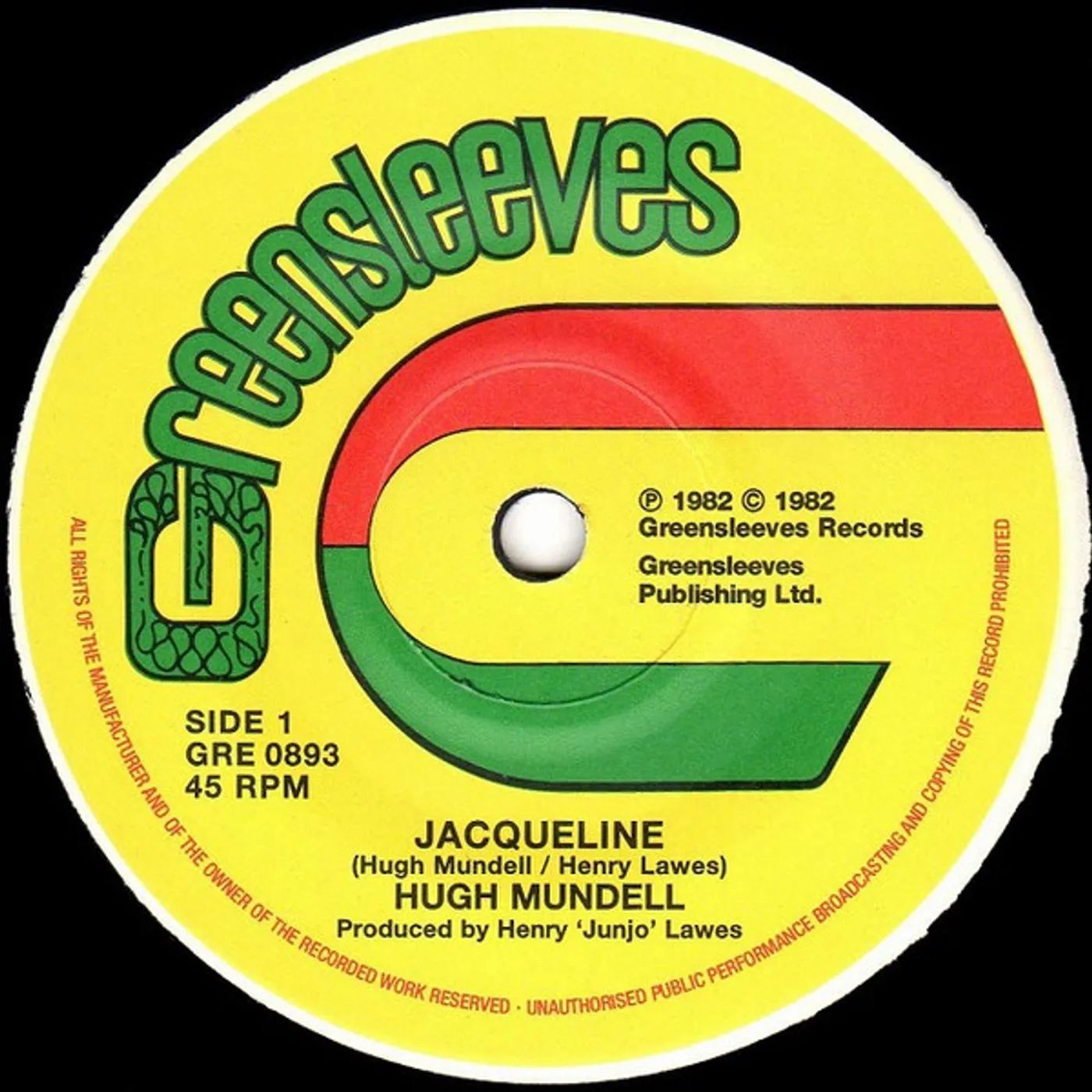 Hugh Mundell Jacqueline Vinyl Record