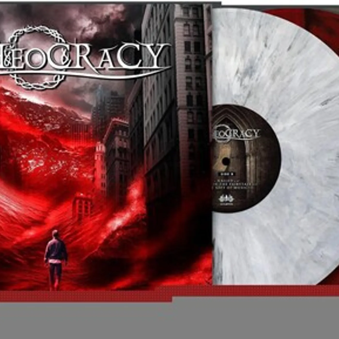 Theocracy AS THE WORLD BLEEDS (WHITE/BLACK MARBLE BLOOD RED) Vinyl Record