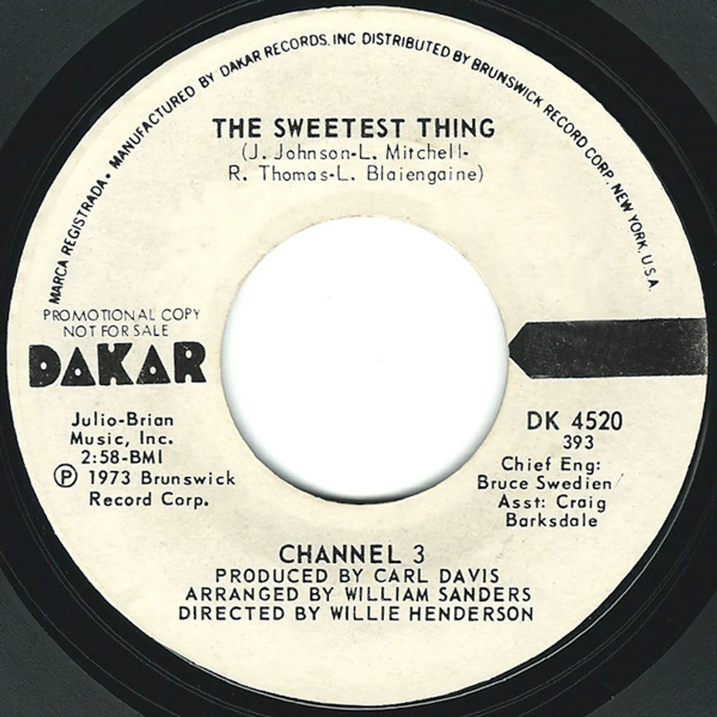 Channel 3 SWEETEST THING Vinyl Record