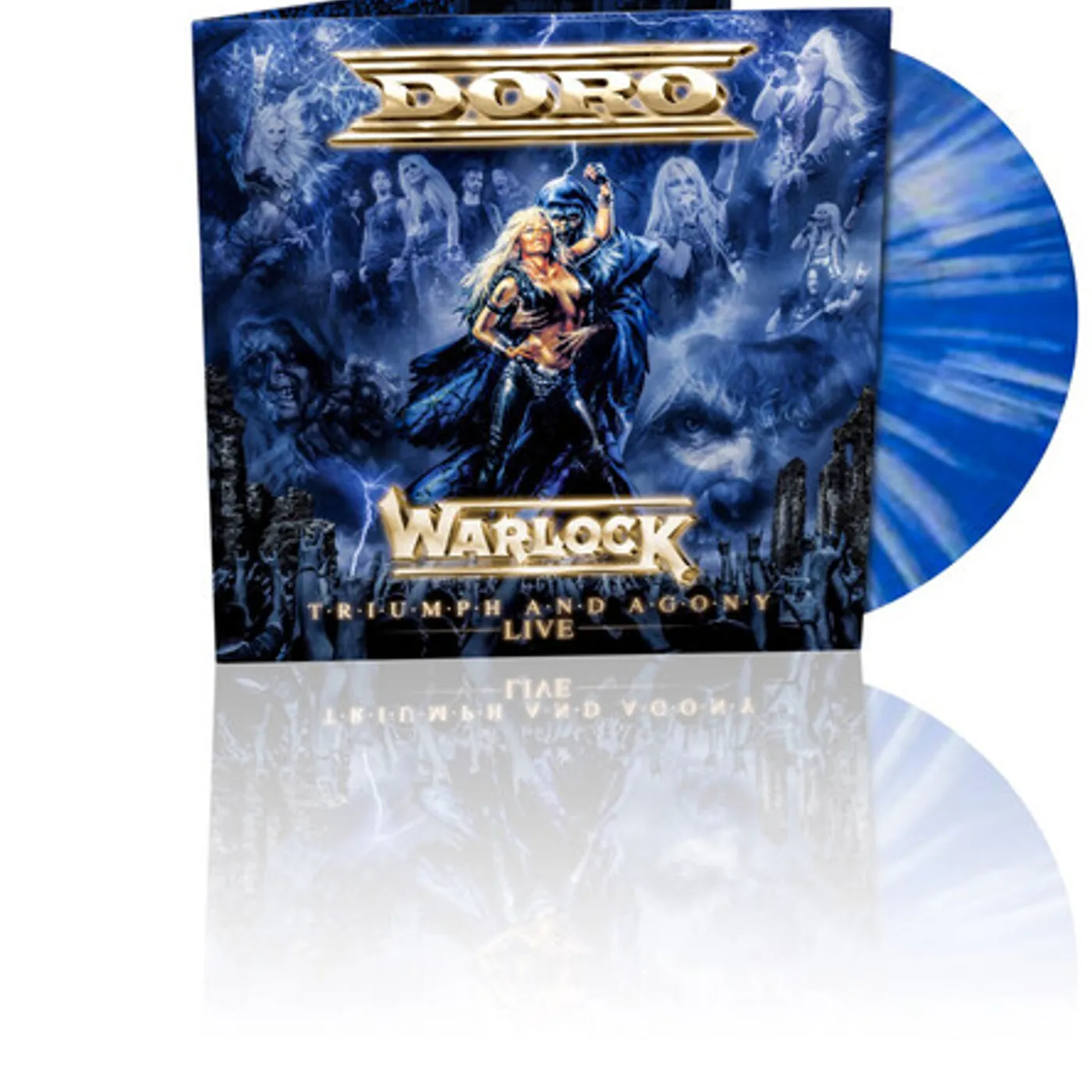 Doro WARLOCK - TRIUMPH & AGONY LIVE (MARBLE BLUE/WHITE) Vinyl Record
