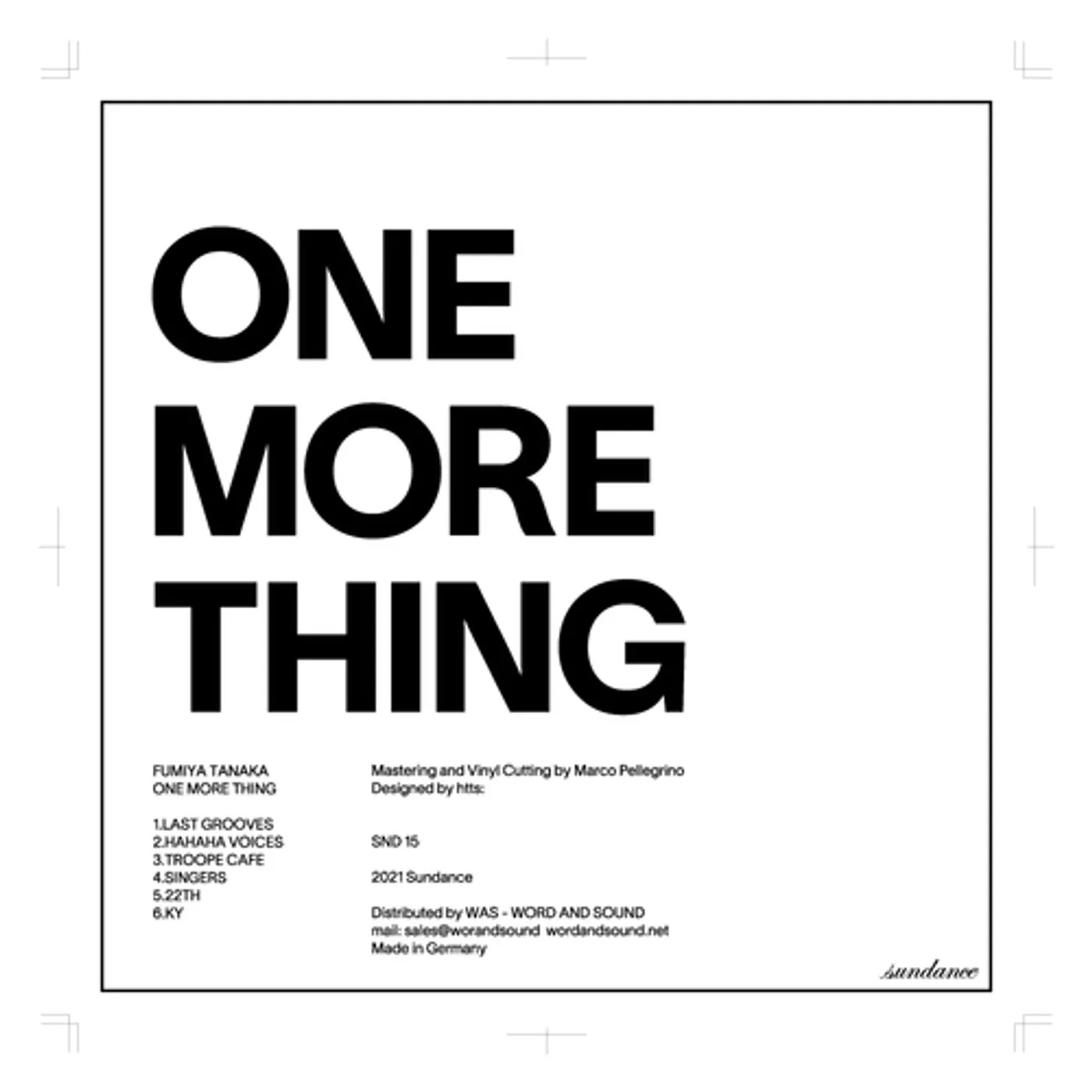Fumiya Tanaka ONE MORE THING (FIRST PART) Vinyl Record