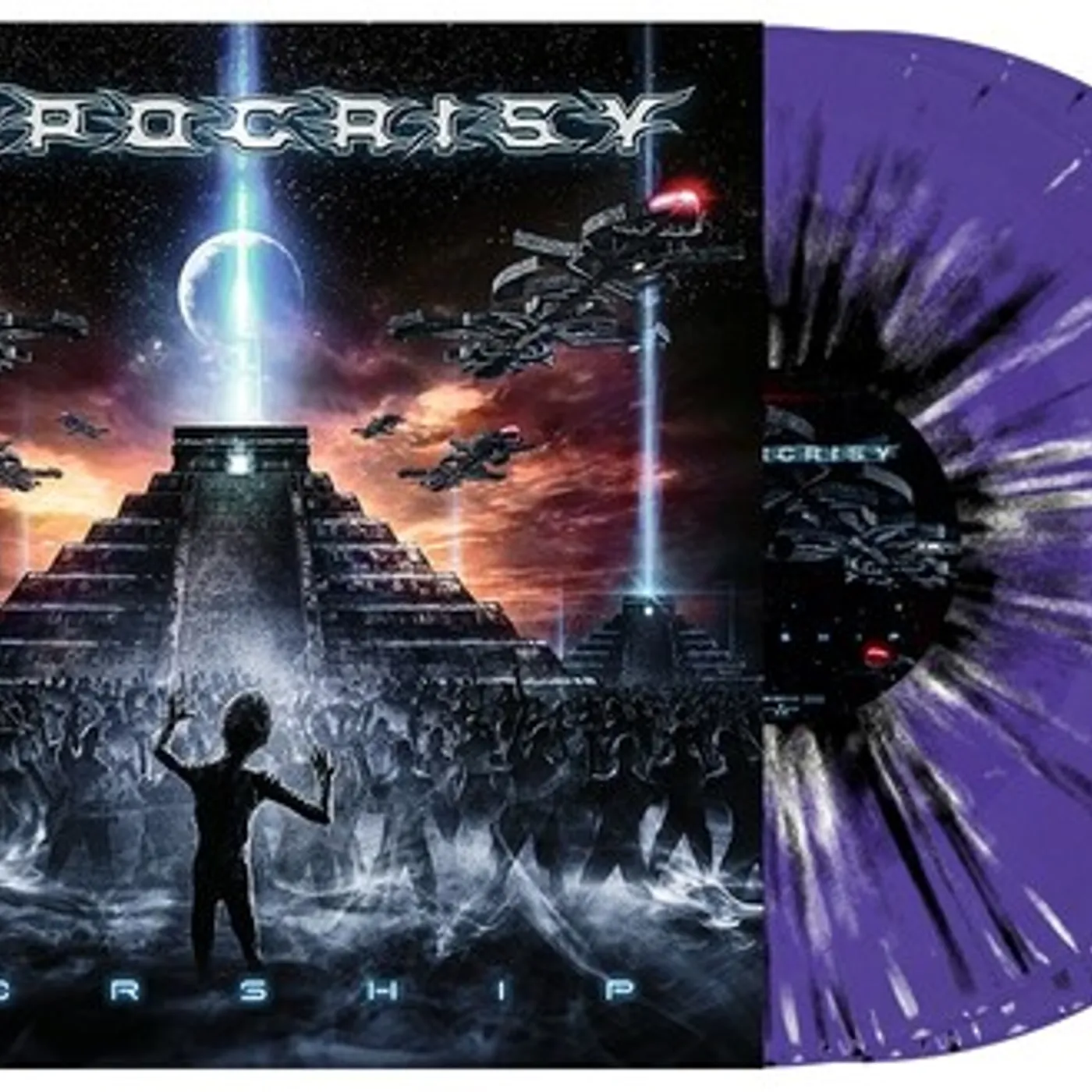 Hypocrisy WORSHIP (PURPLE WHITE & BLACK SPLATTER) Vinyl Record