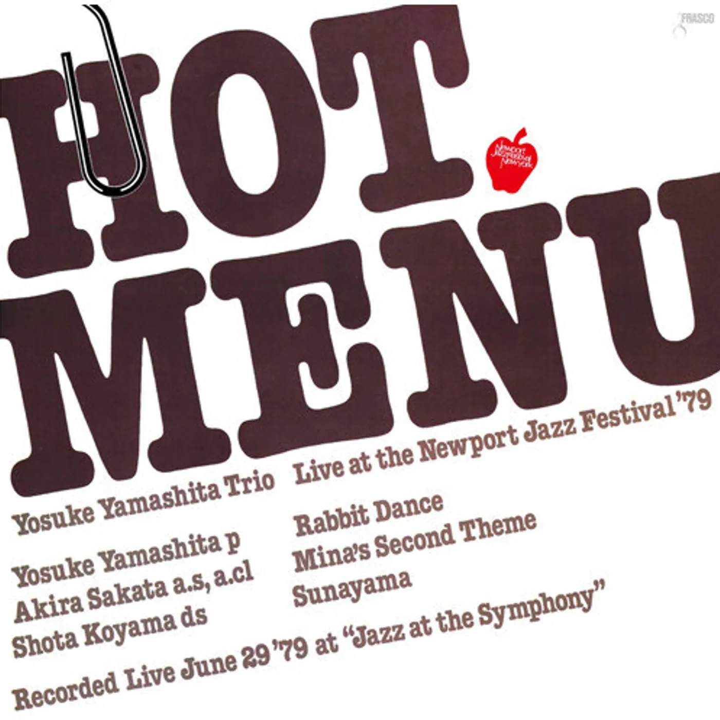 Yosuke Yamashita HOT MENU: LIVE AT NEW PORT 79 CD