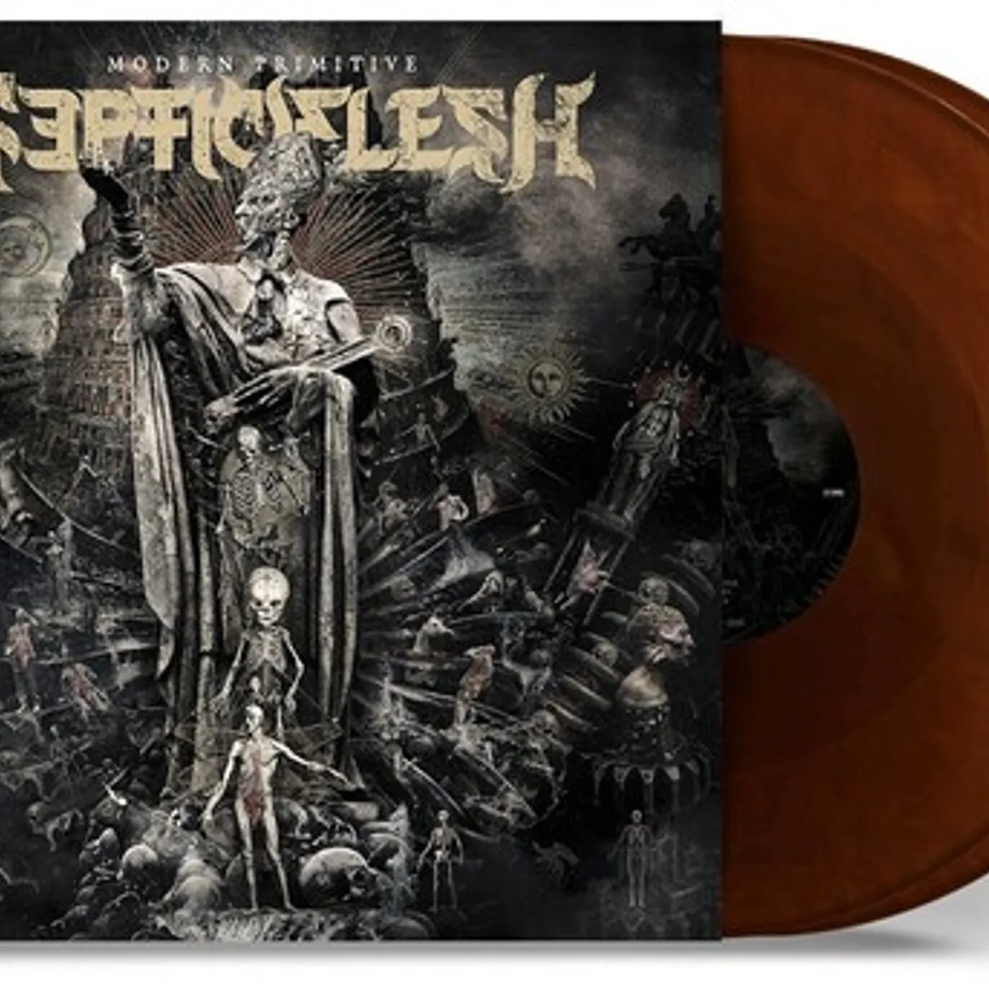 Septicflesh MODERN PRIMITIVE (BROWN & BLACK MARBLED) Vinyl Record