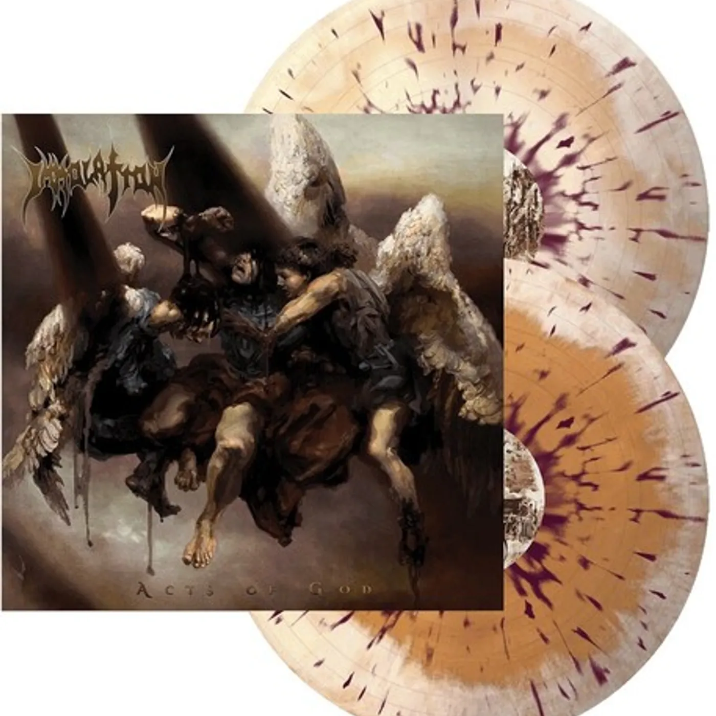 Immolation ACTS OF GOD (BONE & BEER W/ VIOLET SPLATTER) Vinyl Record