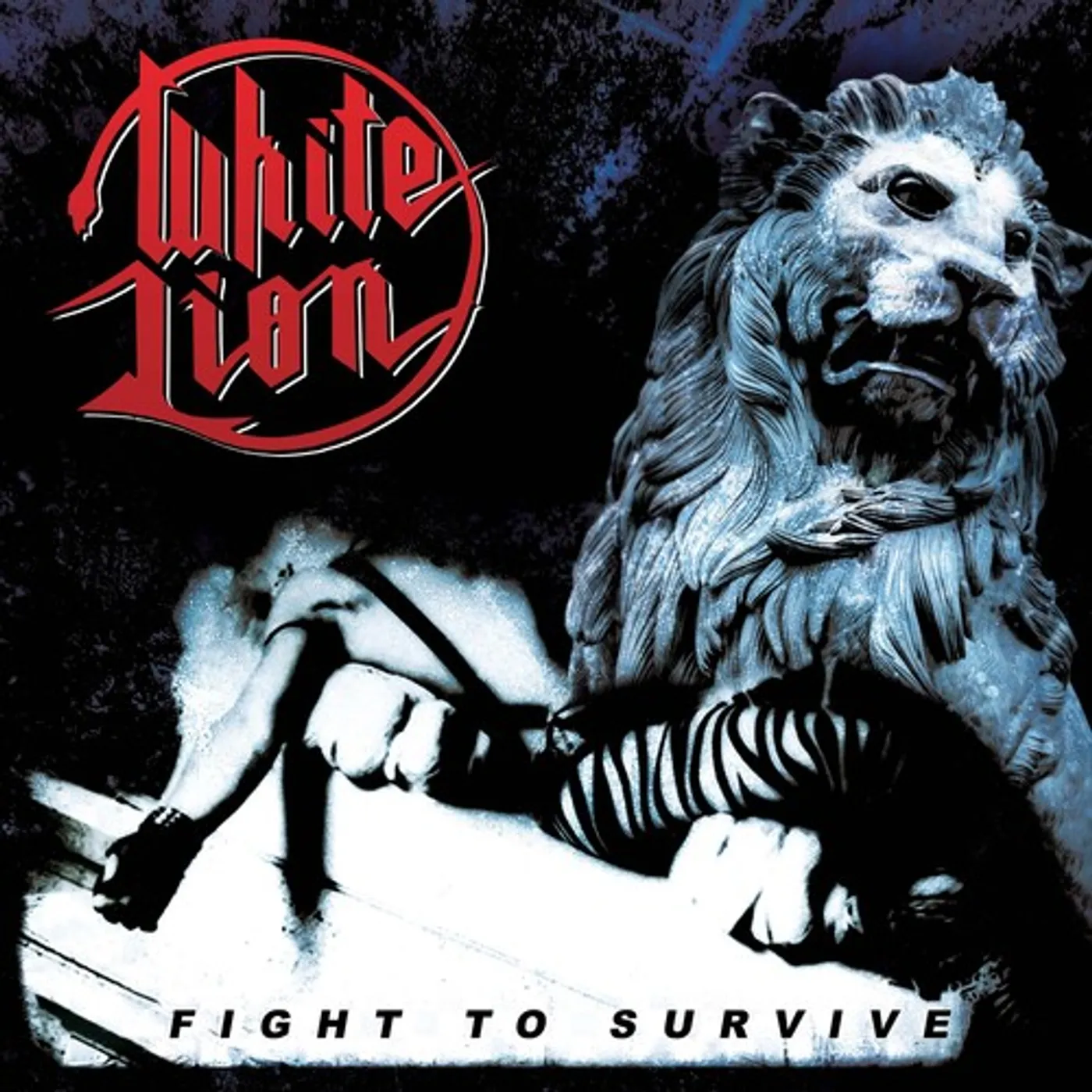 White Lion Fight To Survive - White/black/Red Splatter Vinyl Record