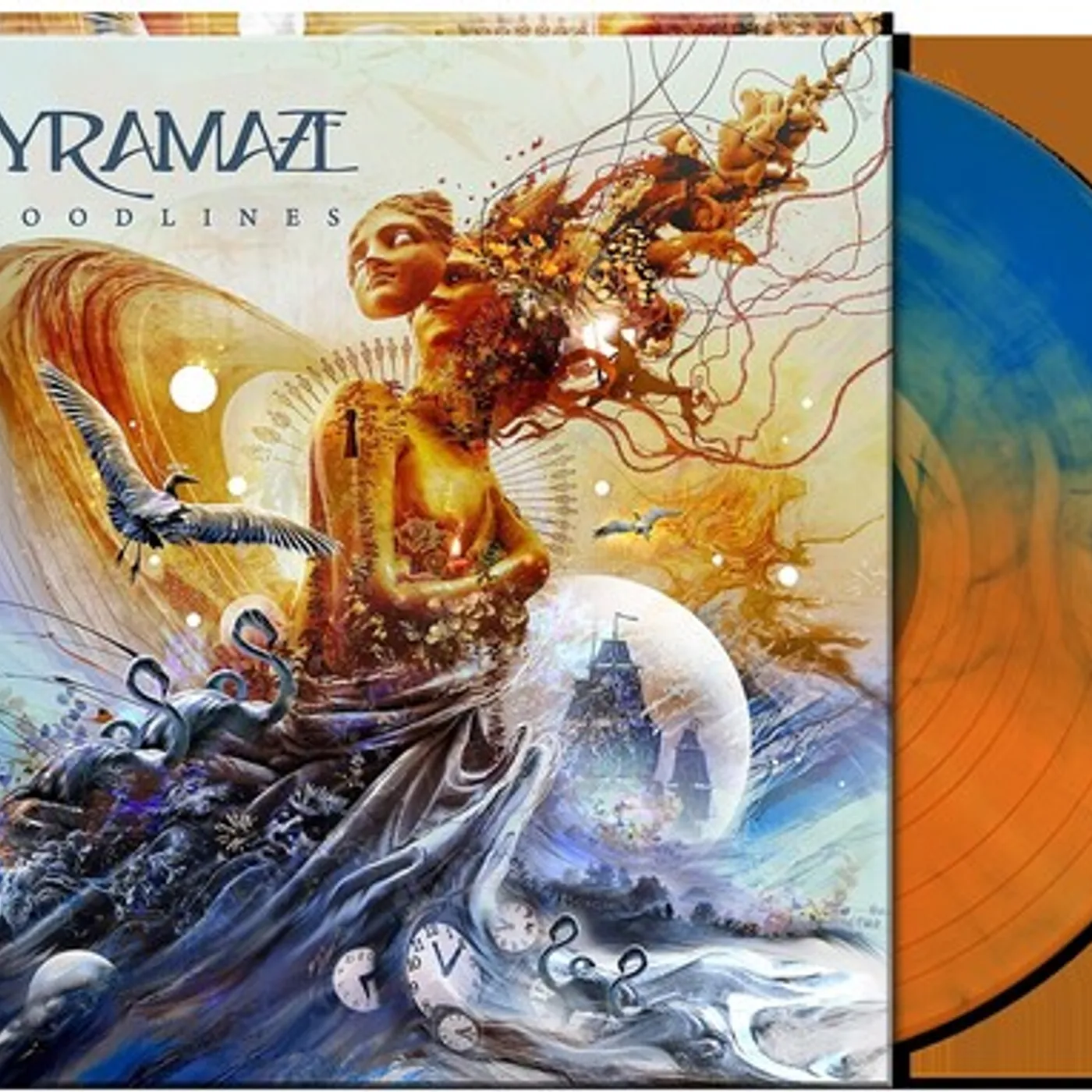 Pyramaze BLOODLINES - ORANGE/BLUE MARBLED Vinyl Record