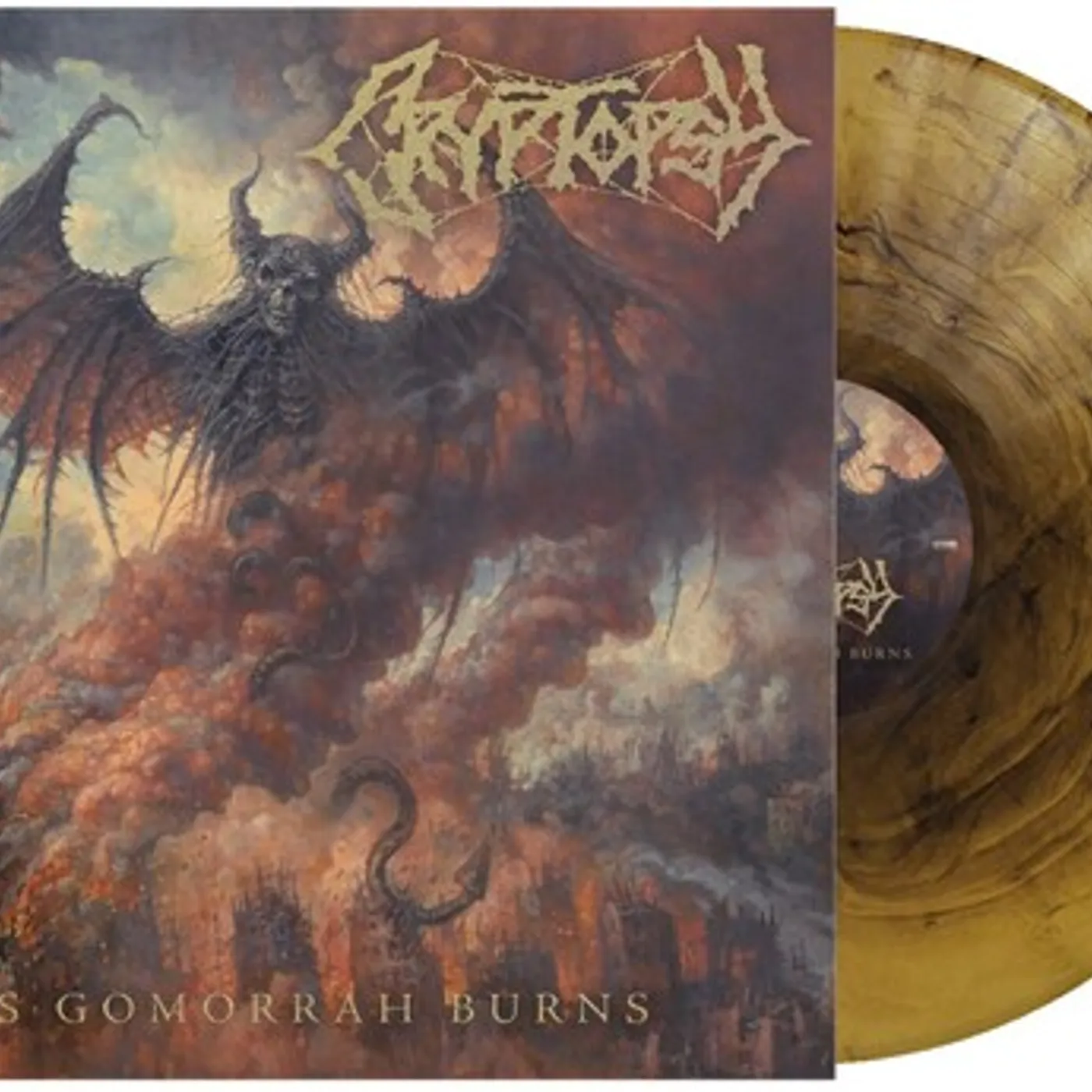 Cryptopsy AS GOMORRAH BURNS - GOLD & BLACK GALAXY Vinyl Record