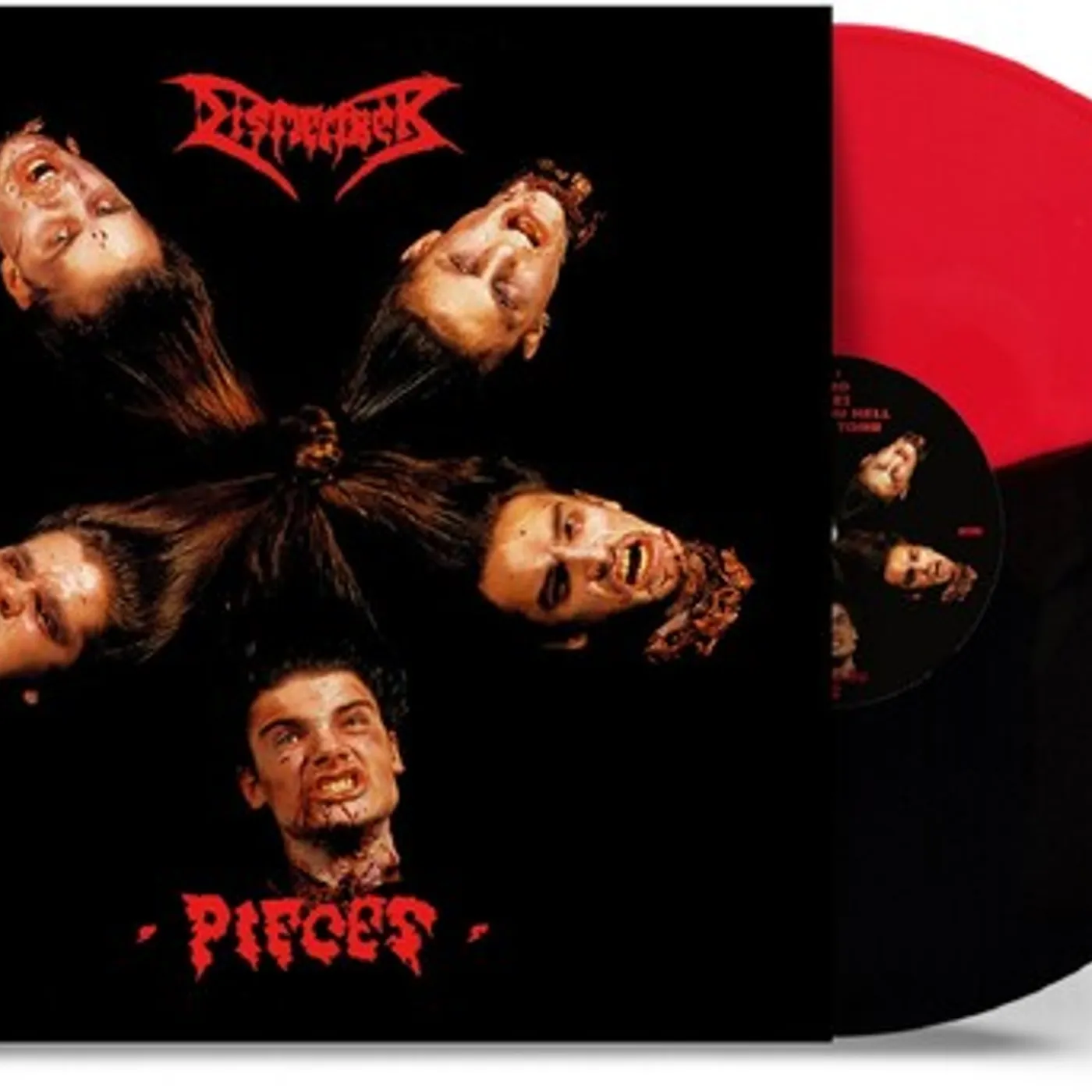 Dismember PIECES - RED & BLACK SPLIT Vinyl Record