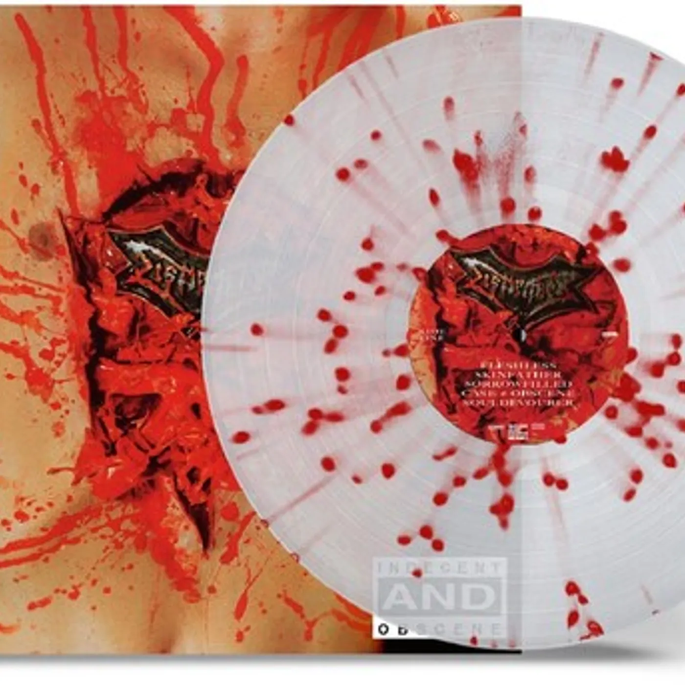 Dismember Indecent & Obscene (Clear w/ Red Splatter) Vinyl Record
