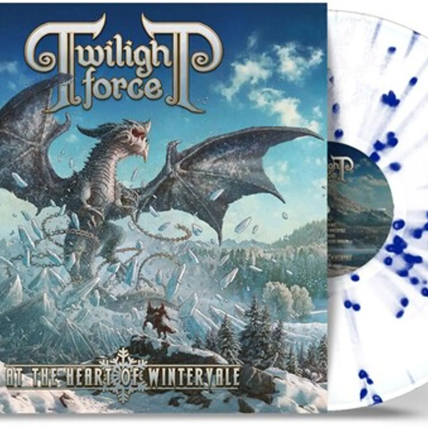 Twilight Force AT THE HEART OF WINTERVALE - WHITE/BLUE SPLATTER Vinyl Record