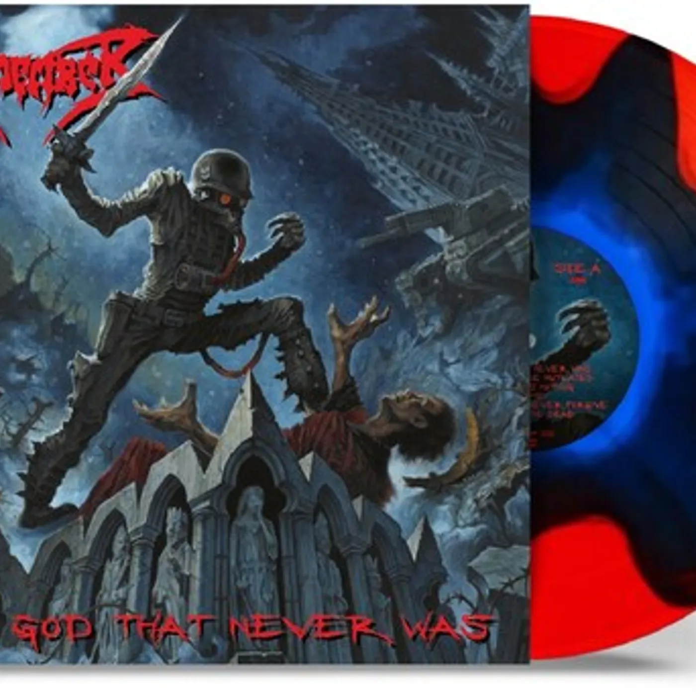 Dismember GOD THAT NEVER WAS - BLUE IN RED SPLIT Vinyl Record