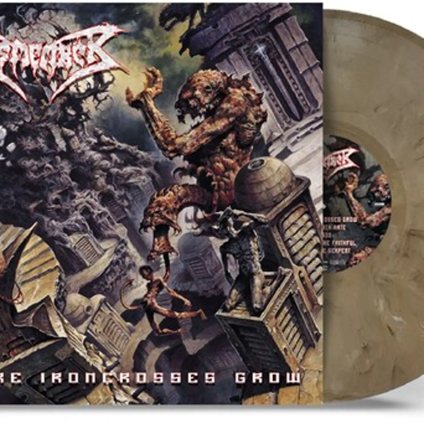 Dismember WHERE IRONCROSSES GROW - SAND MARBLE Vinyl Record