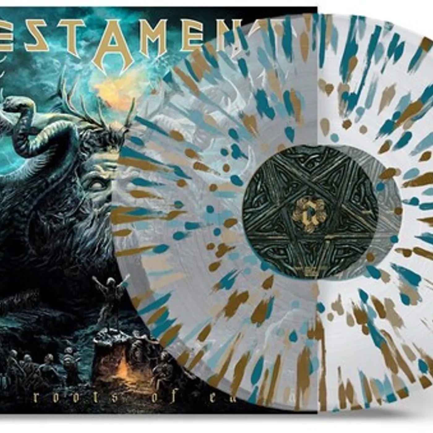 Testament Dark Roots Of Earth (Clear Gold Green Splatter) Vinyl Record