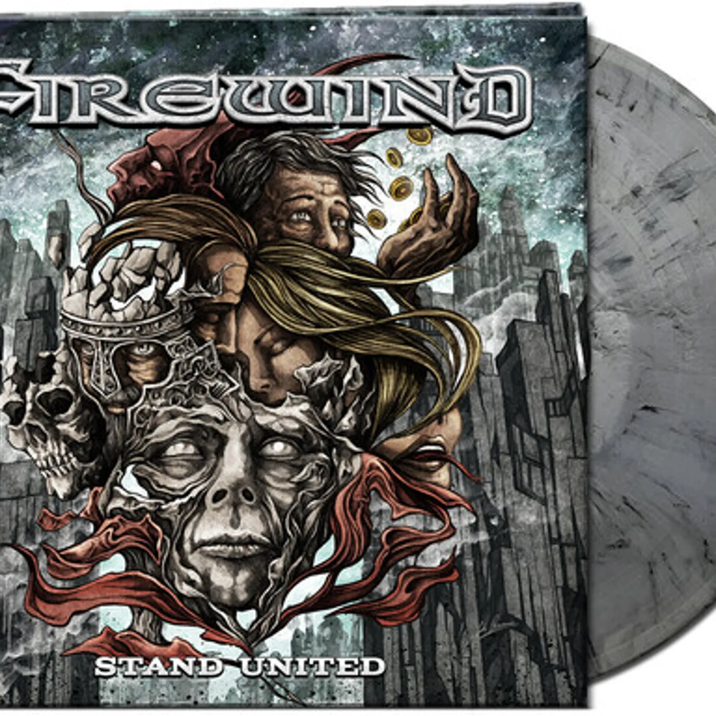 Firewind STAND UNITED - SILVER/WHITE/BLACK MARBLED Vinyl Record