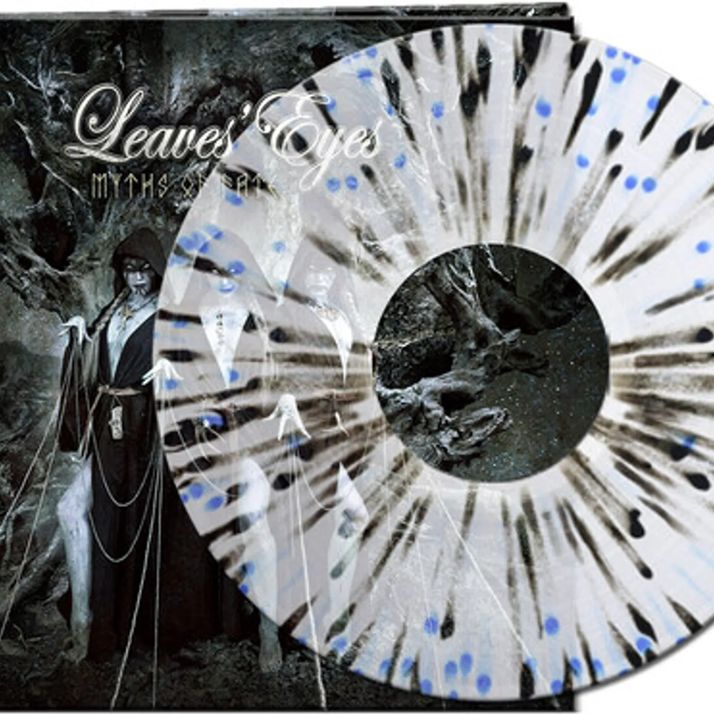 Leaves' Eyes MYTHS OF FATE - BLUE/BLACK SPLATTER Vinyl Record