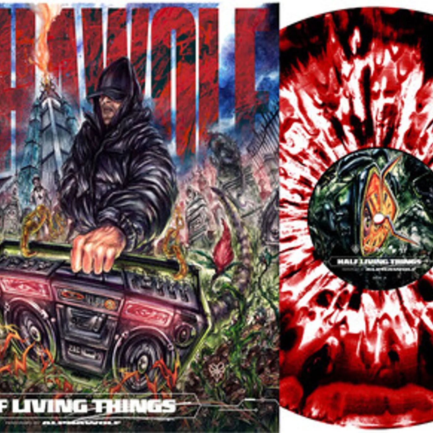 Alpha Wolf Half Living Things (Red Black & White Corona) Vinyl Record