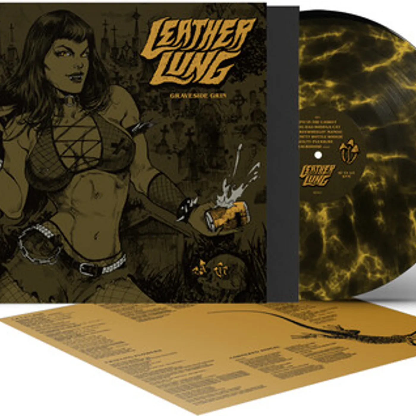 Leather Lung GRAVESIDE GRIN - BLACK & YELLOW MARBLE Vinyl Record
