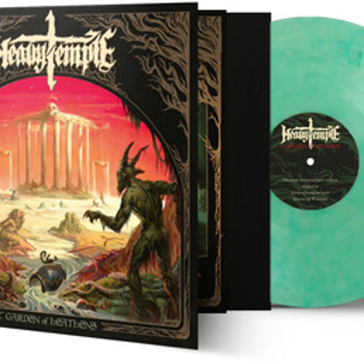 Heavy Temple GARDEN OF HEATHENS - CLEAR/ GREEN/ WHITE MARBLE Vinyl Record