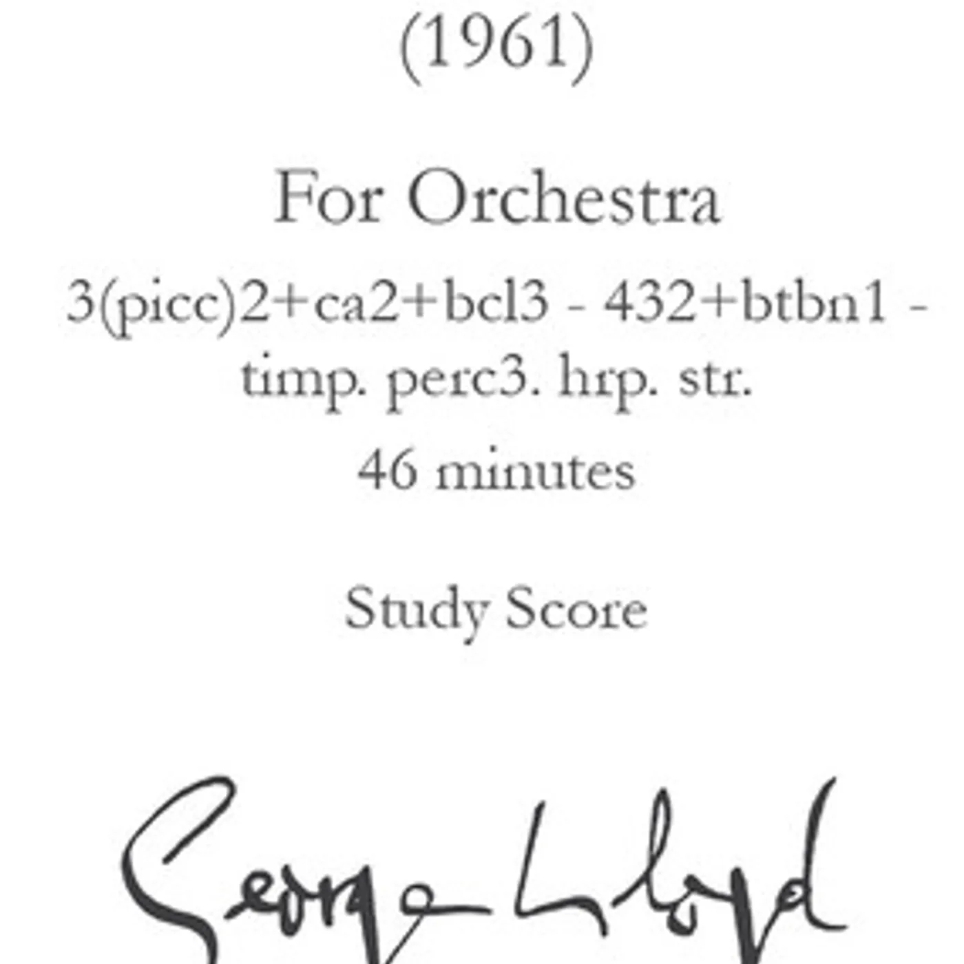 George Lloyd SYMPHONY NO. 8 - STUDY SCORE CD
