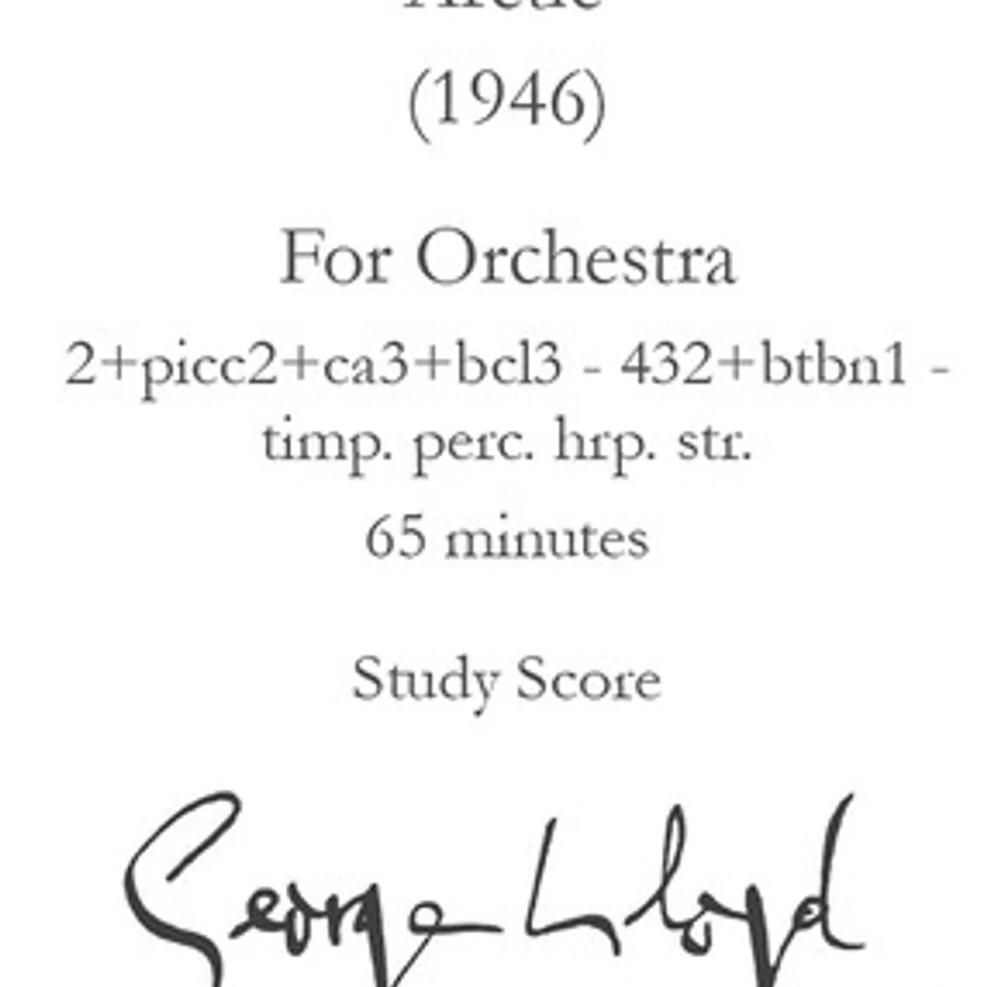 George Lloyd SYMPHONY NO. 4 - STUDY SCORE CD