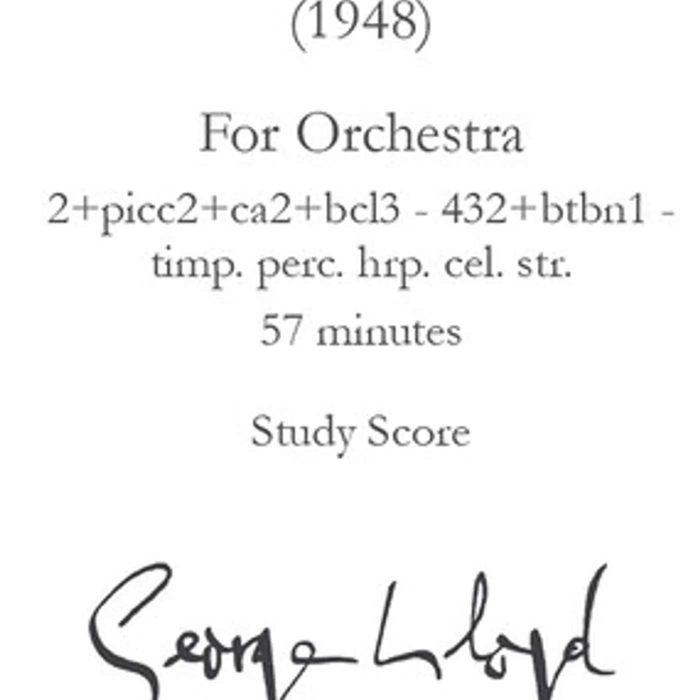 George Lloyd SYMPHONY NO. 5 - STUDY SCORE CD