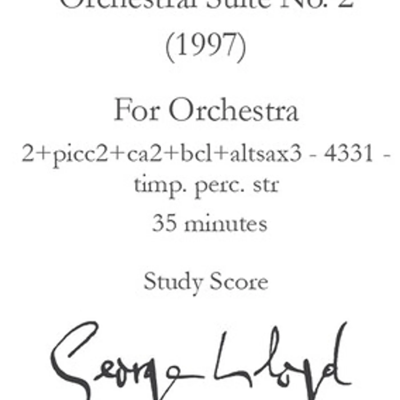 George Lloyd SERF, SUITE NO. 2 - STUDY SCORE CD