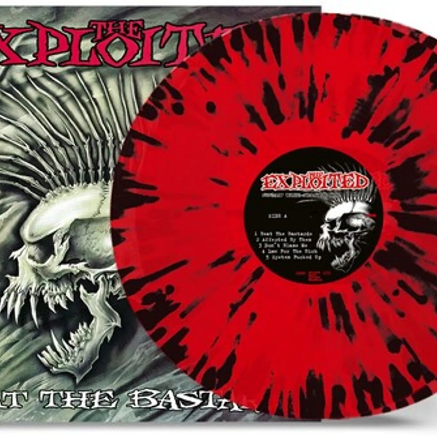 The Exploited BEAT THE BASTARDS - TRANS RED & BLACK SPLATTER Vinyl Record