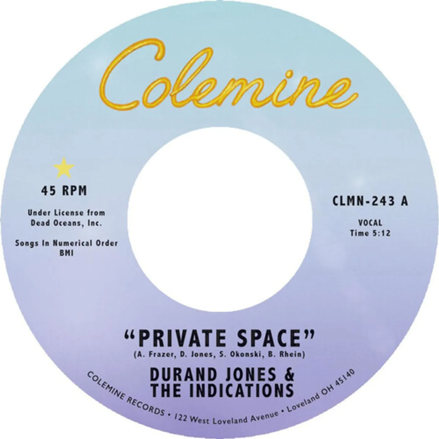 Durand Jones & The Indications Private Space / Sea Of Love Vinyl Record - Colored Vinyl
