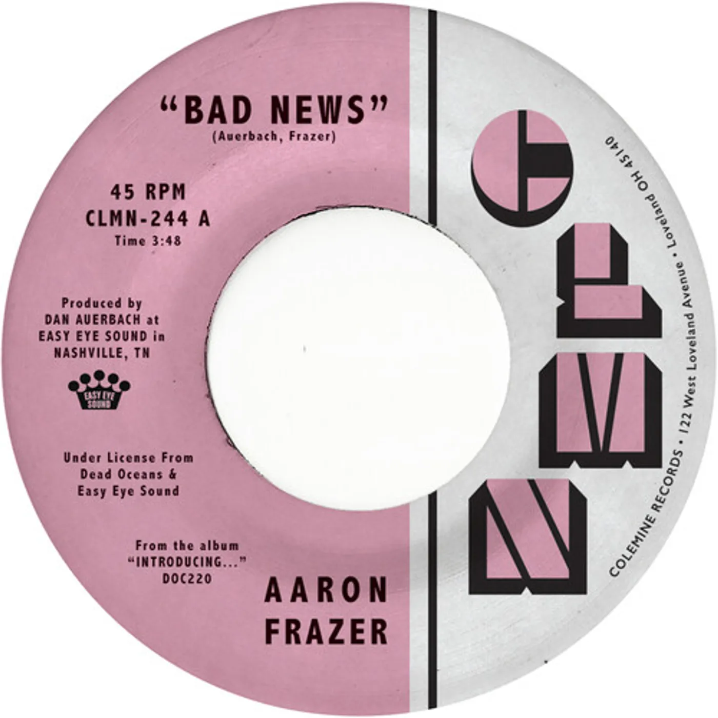 Aaron Frazer BAD NEWS / DONE LYIN - GREY Vinyl Record