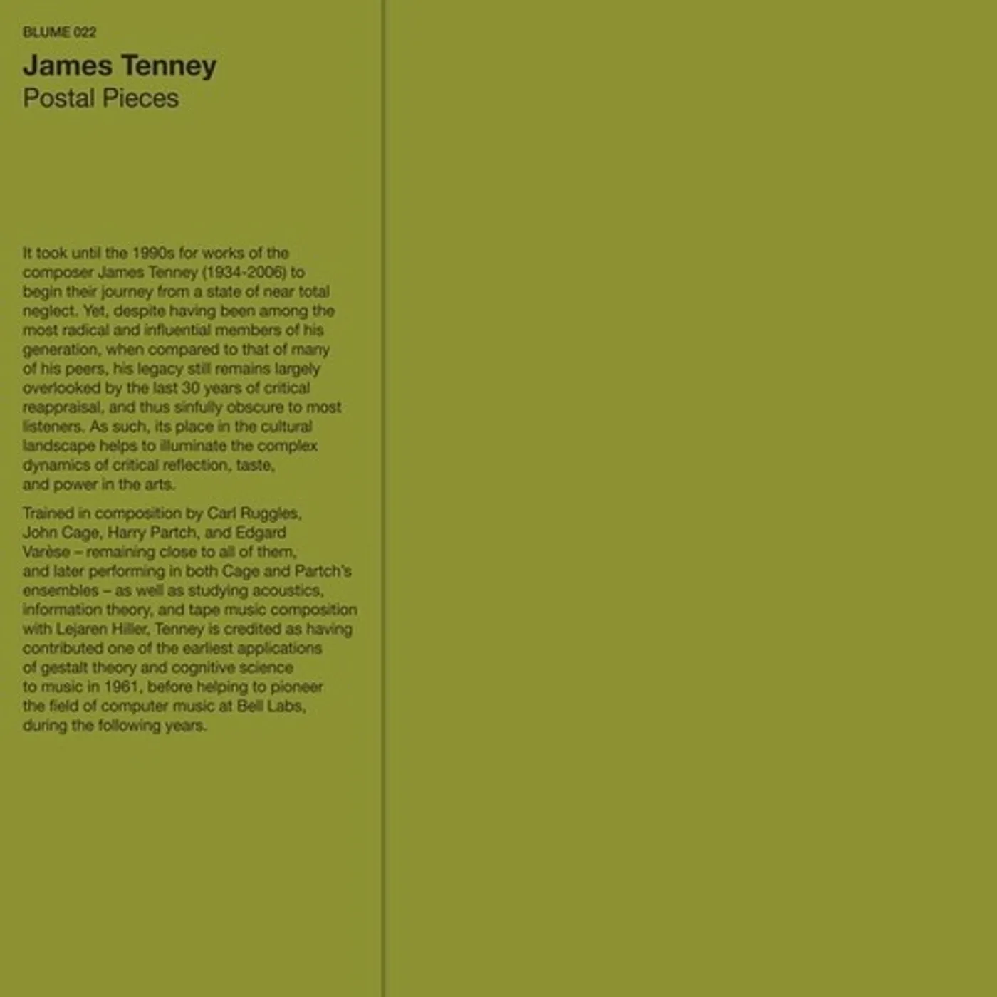 James Tenney POSTAL PIECES Vinyl Record