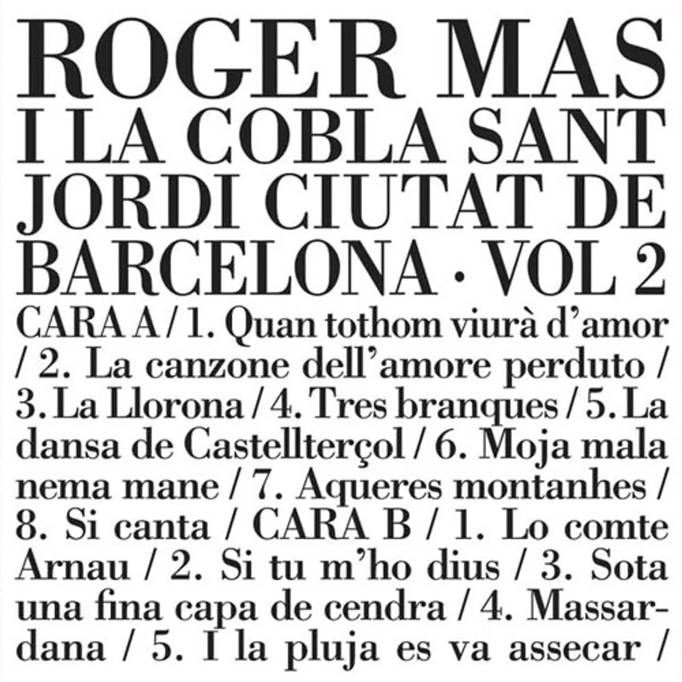 Roger Mas I LA COBLA DE SANT JORDI CIUTAT DE BARCELONA VOL 2 Vinyl Record