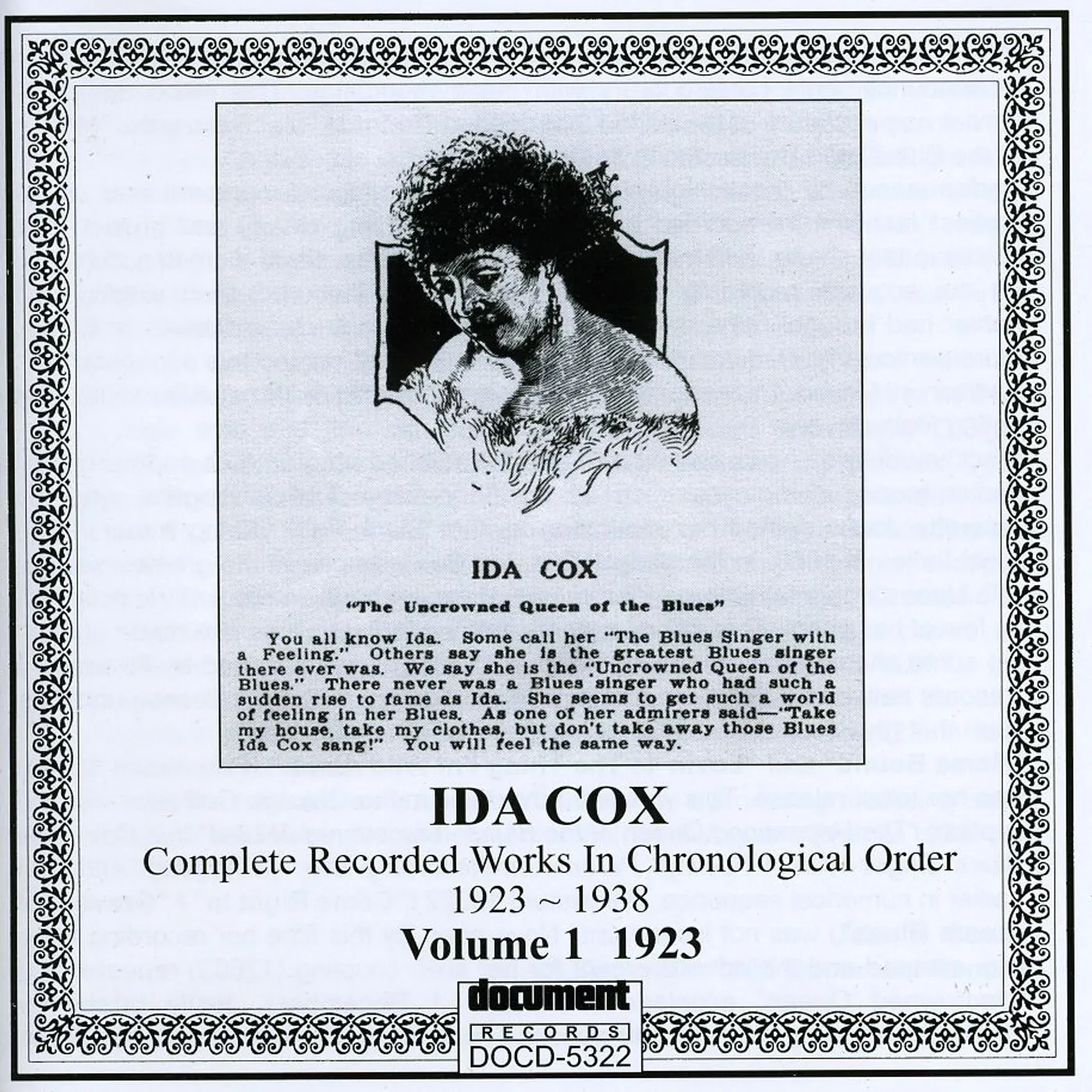 Ida Cox COMPLETE RECORDED WORKS 1 (1923) CD
