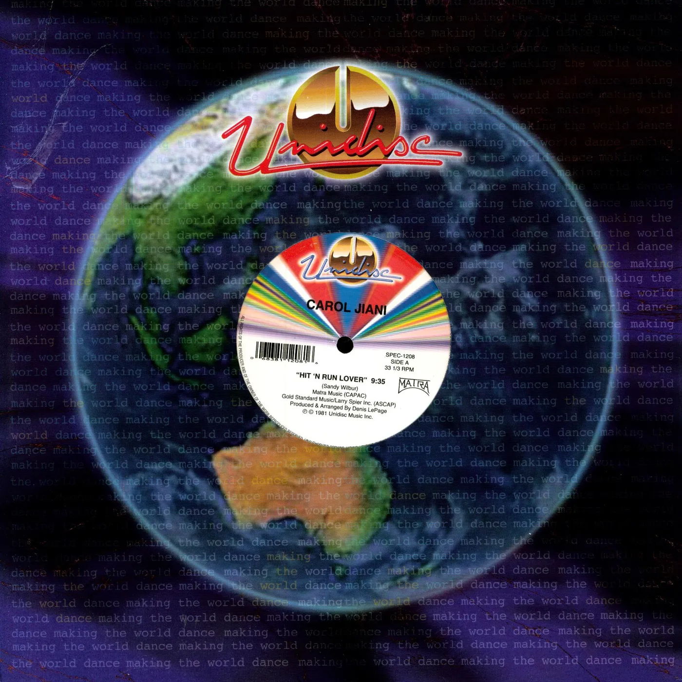 Carol Jiani HIT N RUN LOVER Vinyl Record